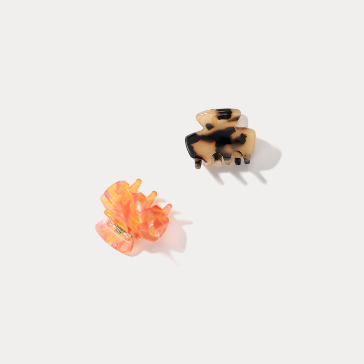 Orange Amber Mini Hair Claw Clips