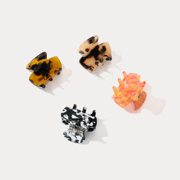 Amber Mini Hair Acetate Claw Clips Set