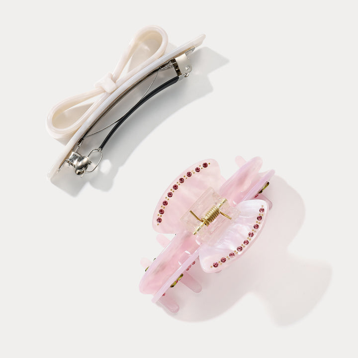 Grape & Bow Tie Acetate Claw Clips