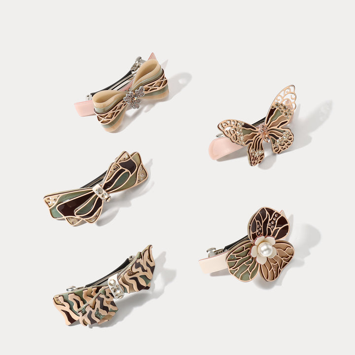 Selenichast Bow Tie Colorblock Claw Clips