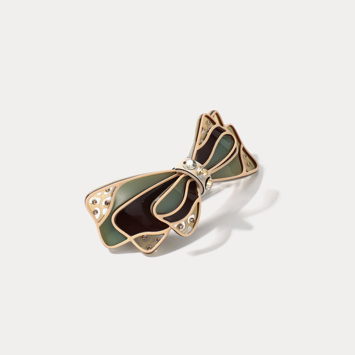 Green Bow Tie Colorblock Claw Clips