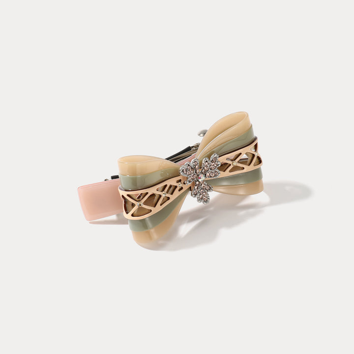 Pink Bow Tie Colorblock Claw Clips