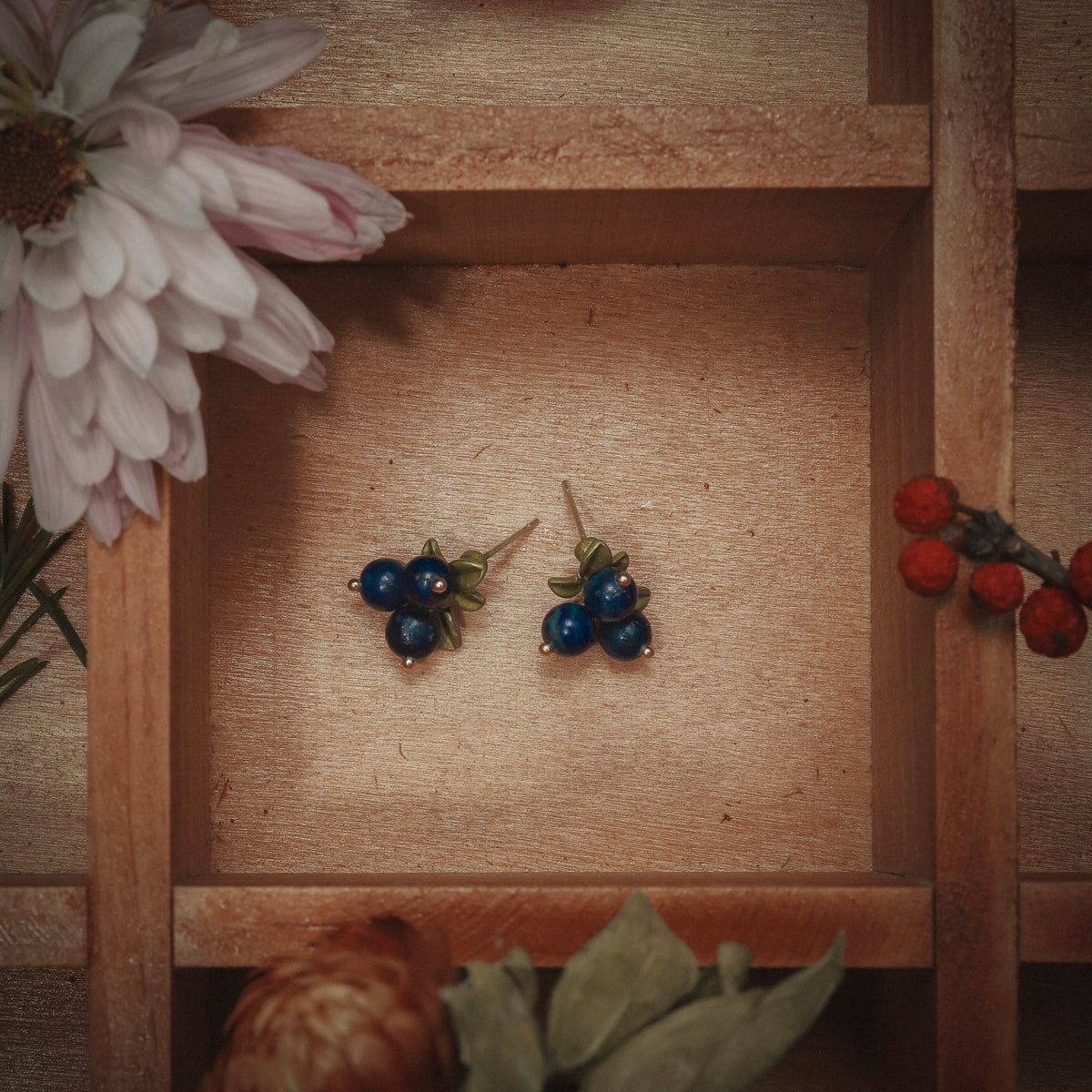 enamel blueberry stud earrings