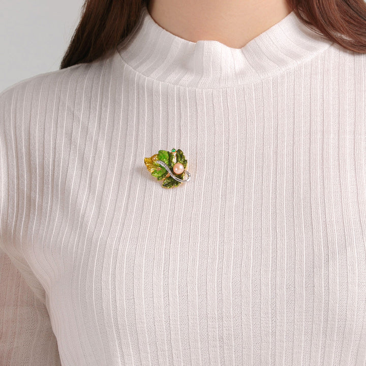 Sycamore Leaf Diamond Brooch
