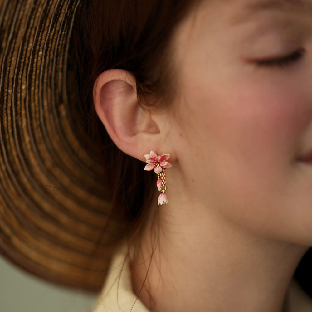 enamel magnolia earrings