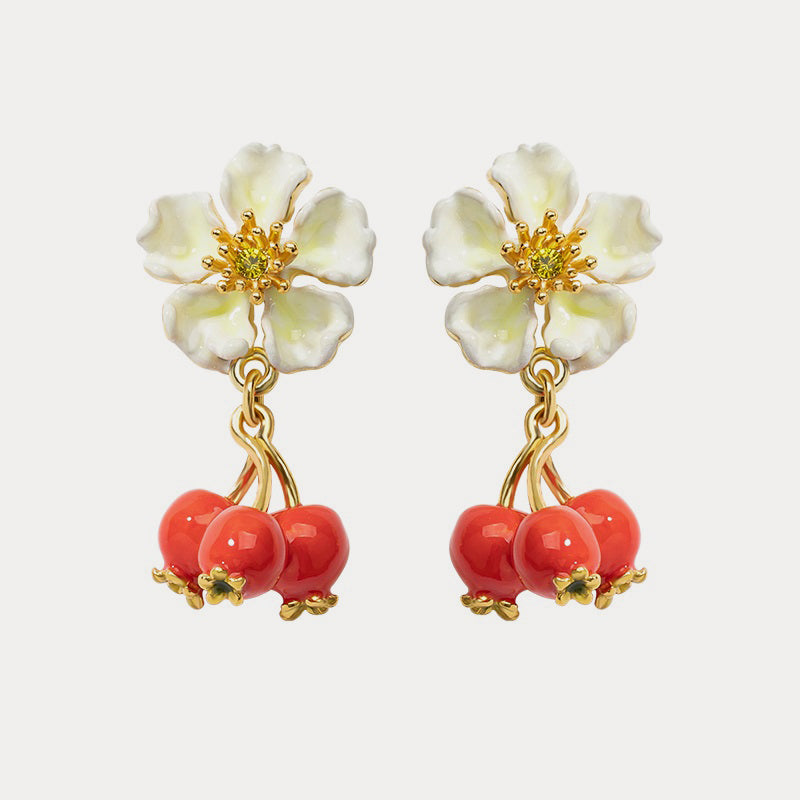 Selenichast cranberry flower earrings