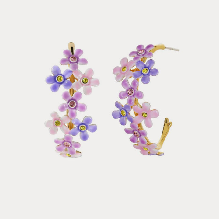 Selenichast forget me not flowers hoop earrings 1