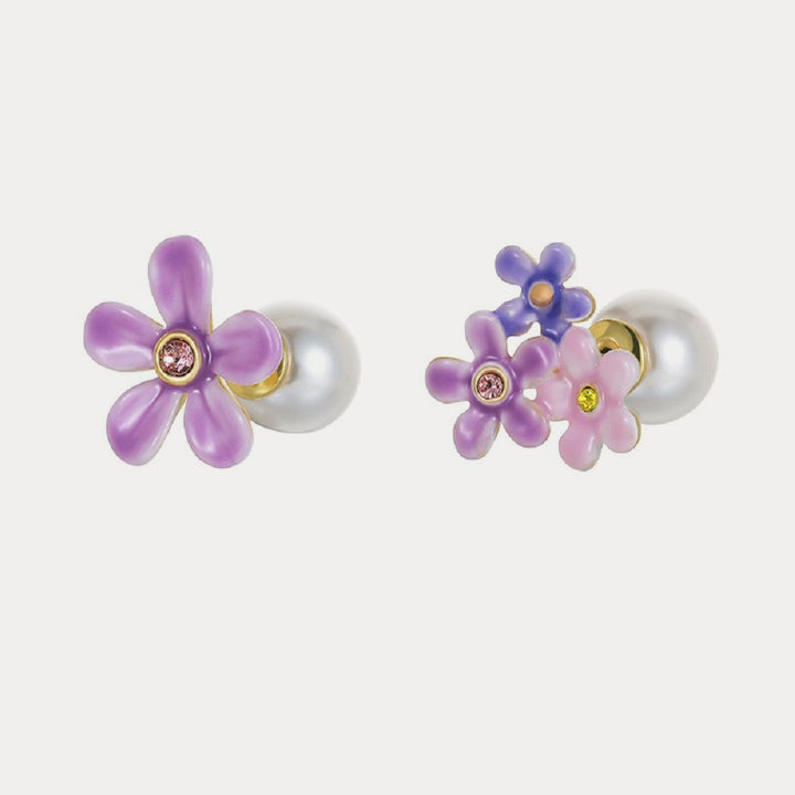Selenichast forget me not flowers pearl stud earrings