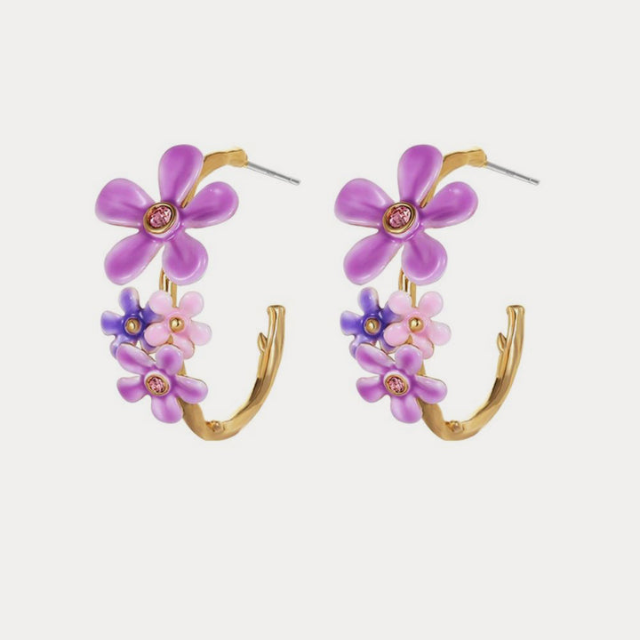 Selenichast forget me not flowers hoop earrings