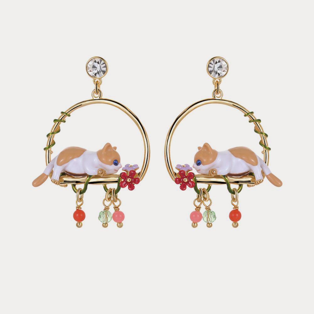 Selenichast orange cat earrings 2