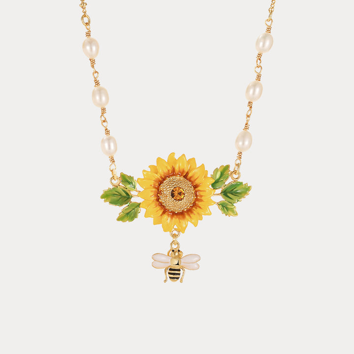 Selenichast Sunflower & Bee Necklace