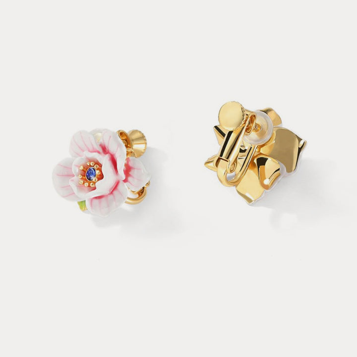pink rose stud earrings