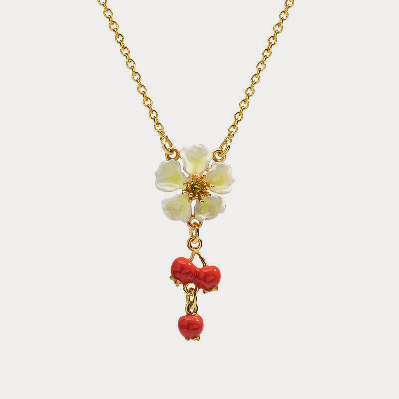Selenichast cranberry flowers necklace