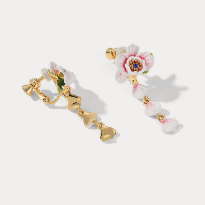pink rose nature earrings