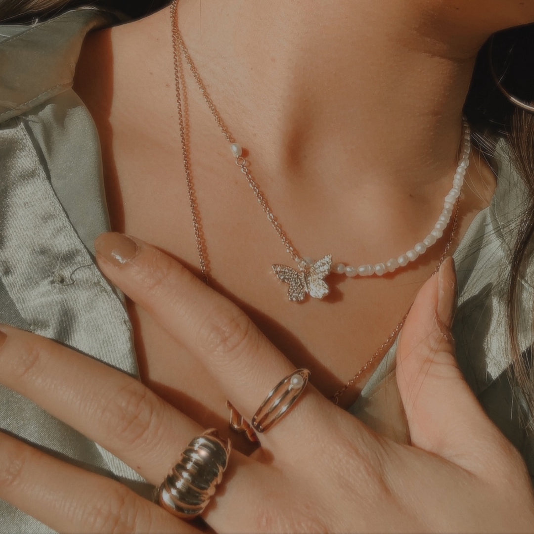 Selenichast Butterfly Pearl Necklace