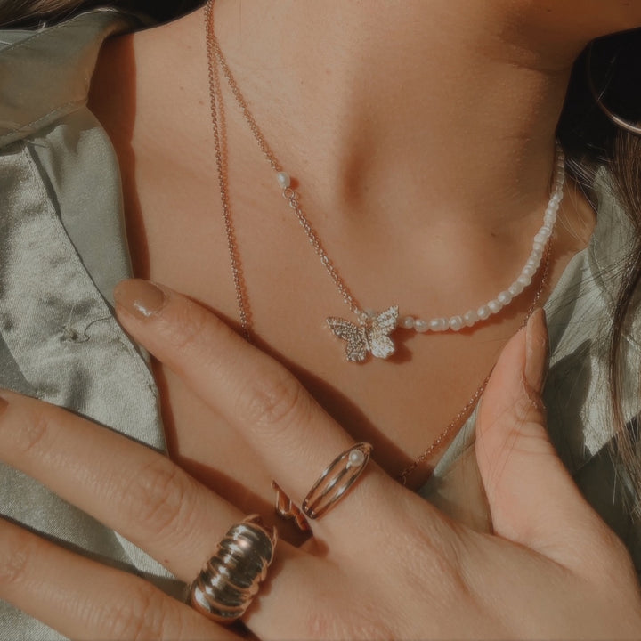 Selenichast Butterfly Pearl Necklace
