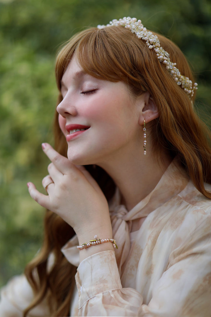 Enamel Lily Of The Valley Pearl Bracelet