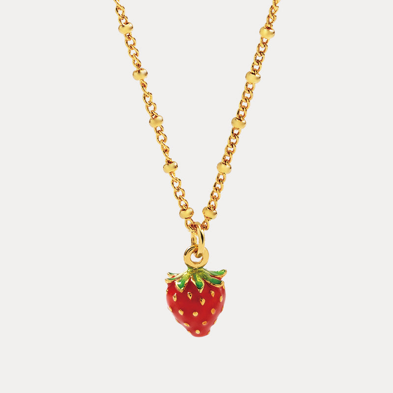 Selenichast Strawberry Enamel Necklace