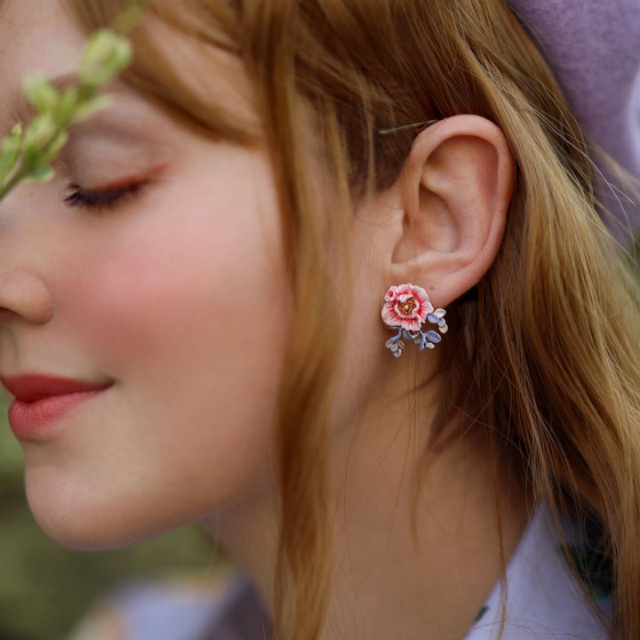 Selenichast Peony Enamel Stud Earrings