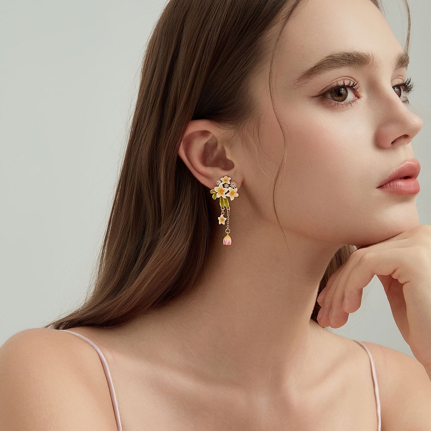 Selenichast Plumeria Dangle Earrings Enamel Jewelry