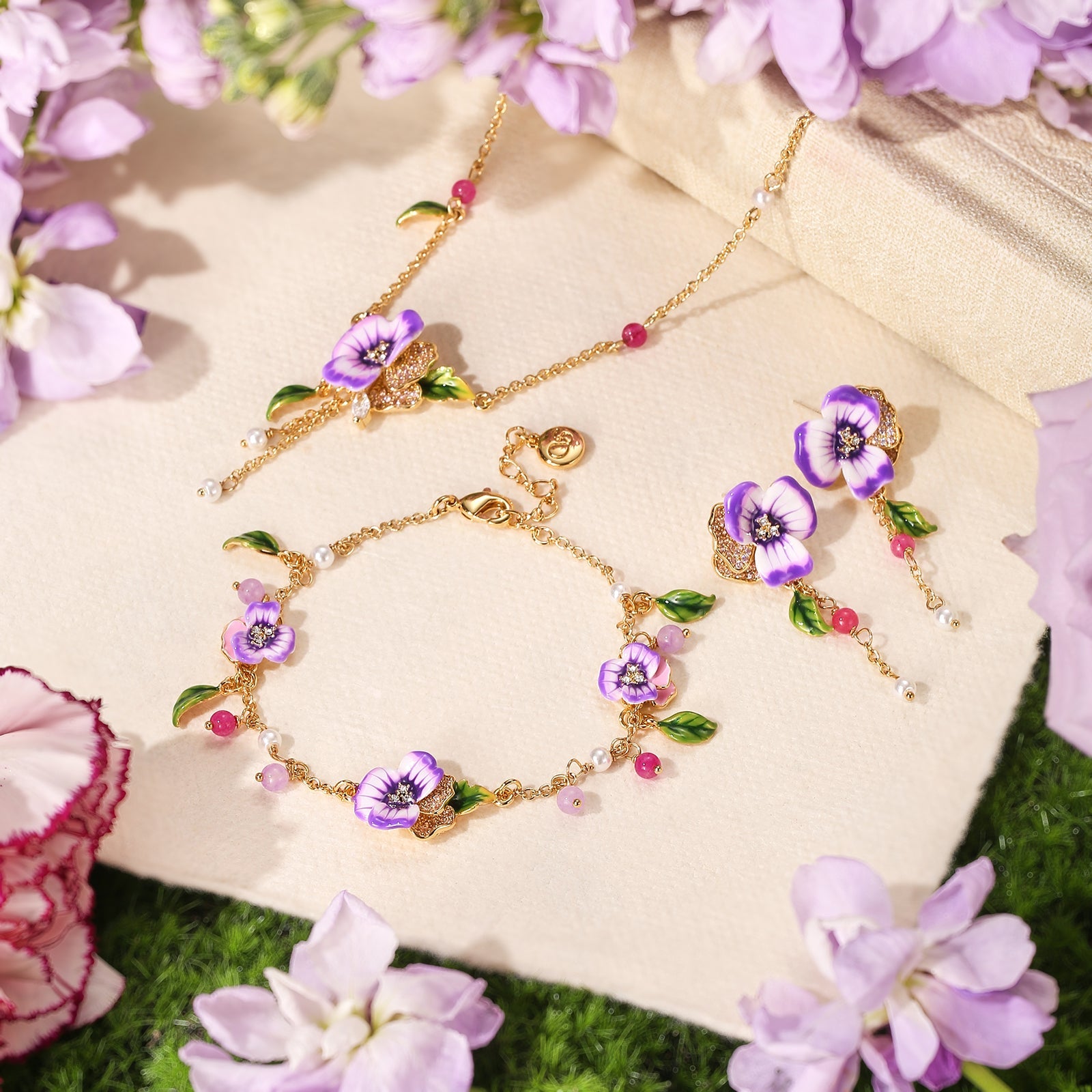 Pansy Flower Jewelry | Pansy Earrings | Pansy Necklace | Pansy Bracelet | Pansy Ring | Selenichast