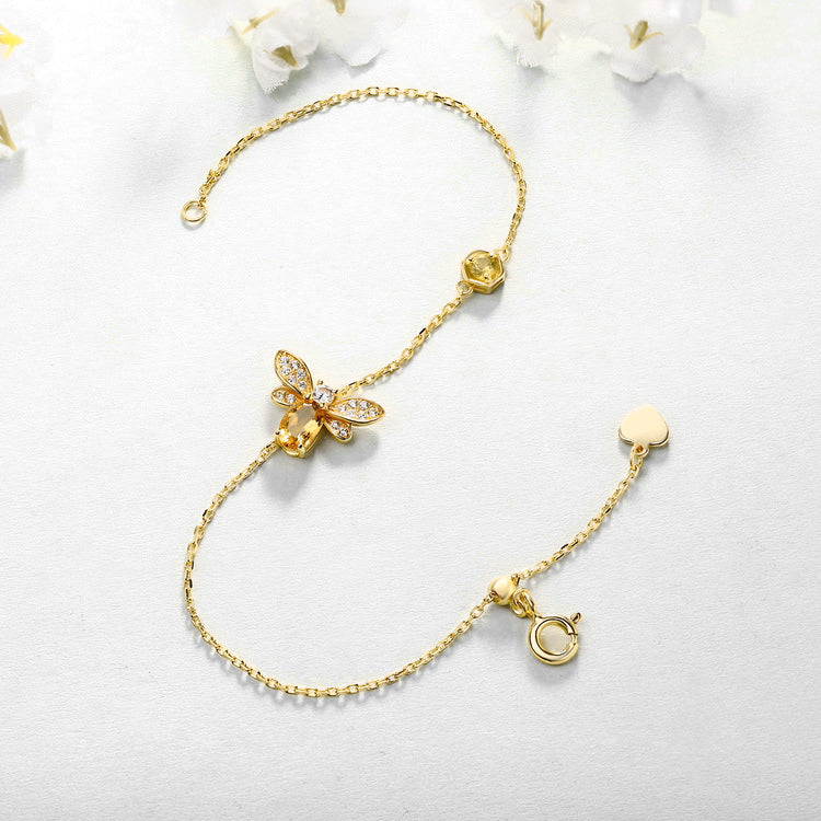 Citrine Honey Bee Bracelet Valentine's Day Jewelry Gift