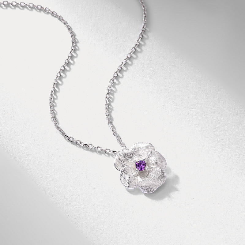Selenichast Silver pendant necklace flower