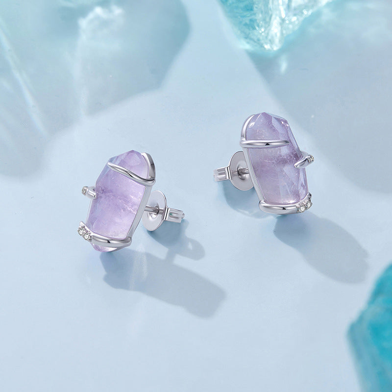 Selenichast Amethyst Stud Earrings, gemstone jewelry inspired by nature