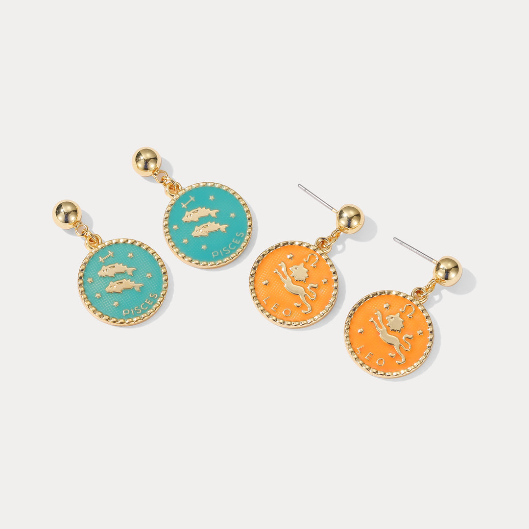 Constellation Earrings Zodiac Sign | Zodiac Sign Earrings for Women | Astrology Earrings | Selenichast