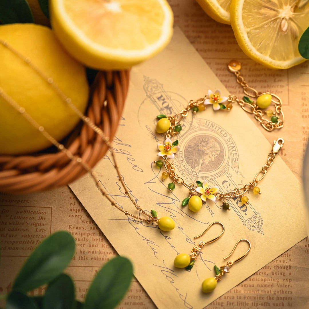 Lemon Jewelry | Lemon Slice Earrings | Lemon Earrings | Lemon Charm Bracelet | Selenichast