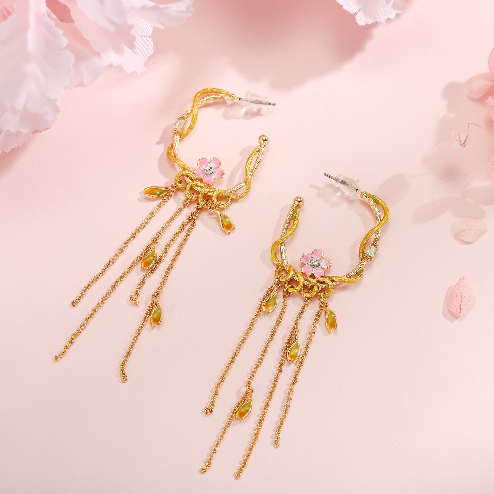 Selenichast Gold Tassel Earrings