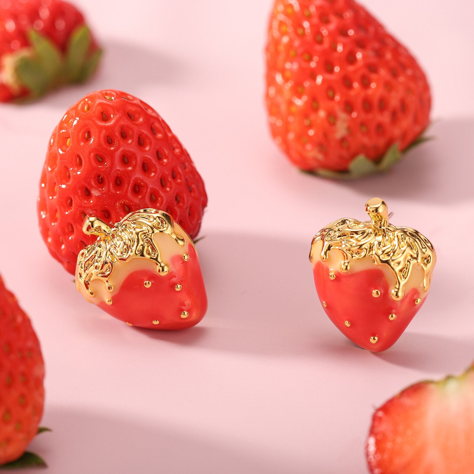 Strawberry Earrings | Pink Strawberry Earrings | Strawberry Stud Earrings| Selenichast