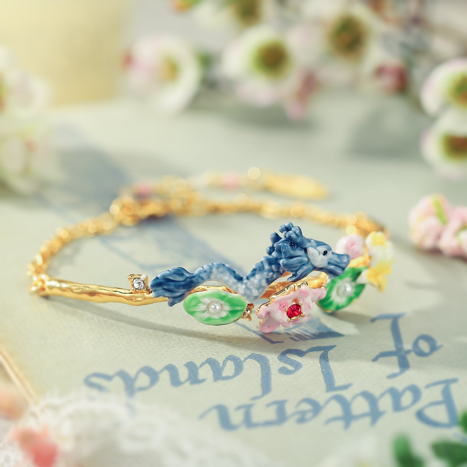 Dragon Lotus Gold Bracelet