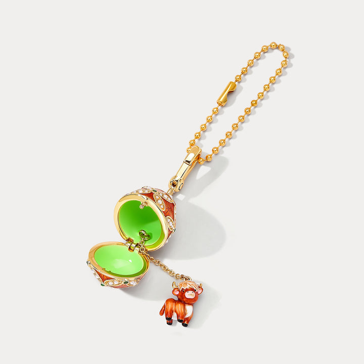 Highland Cow Egg Locket Necklace