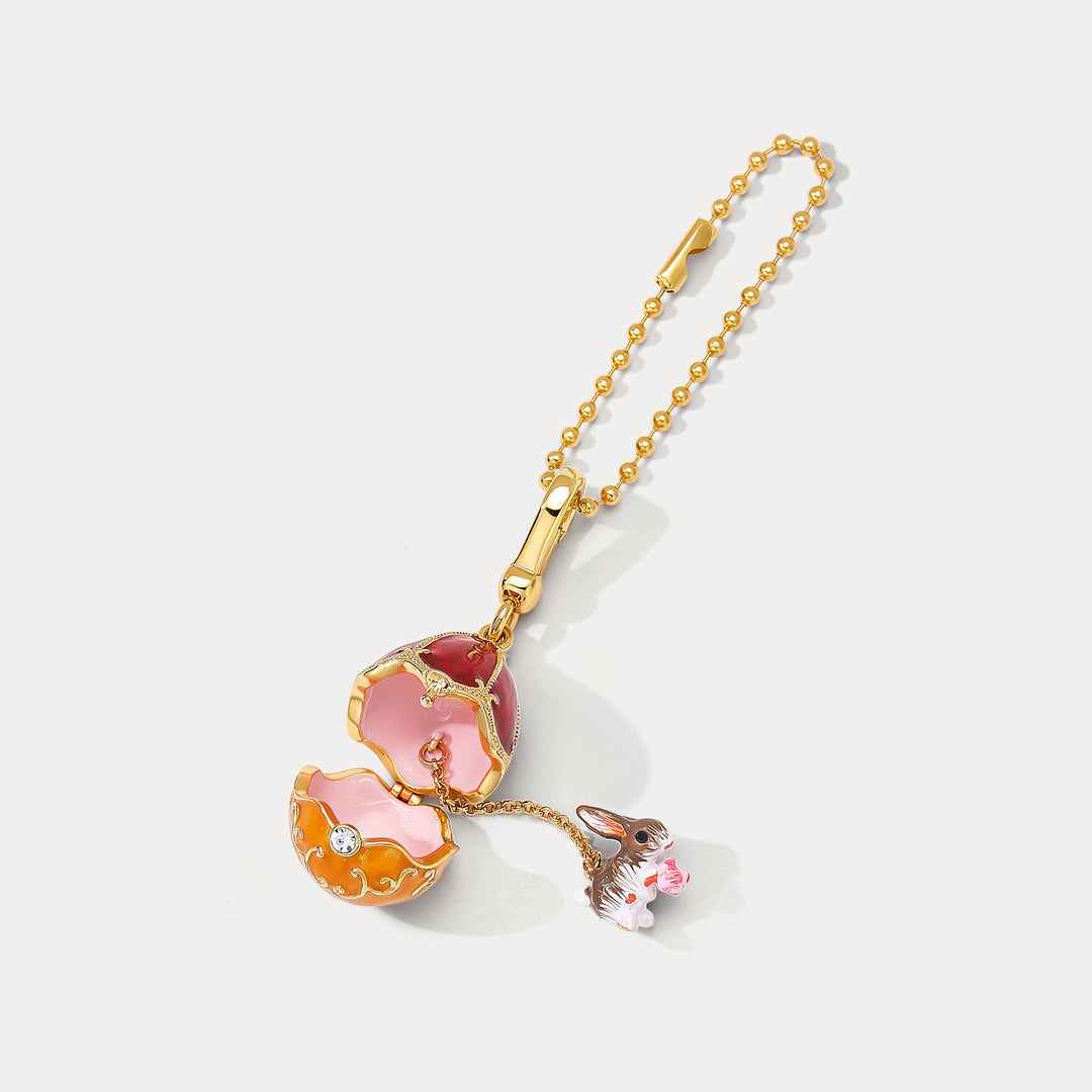 Selenichast Rabbit & Rose Egg Locket Charm
