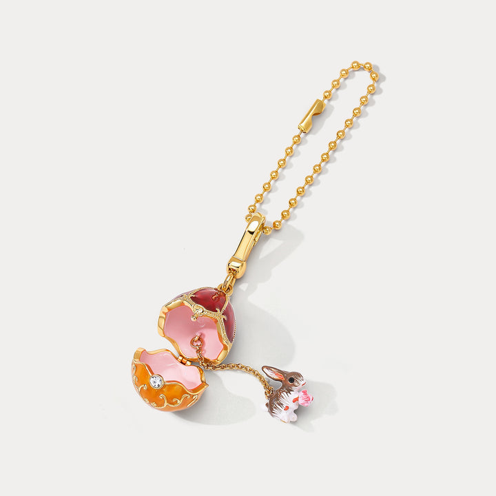 Selenichast Rabbit & Rose Egg Locket Charm