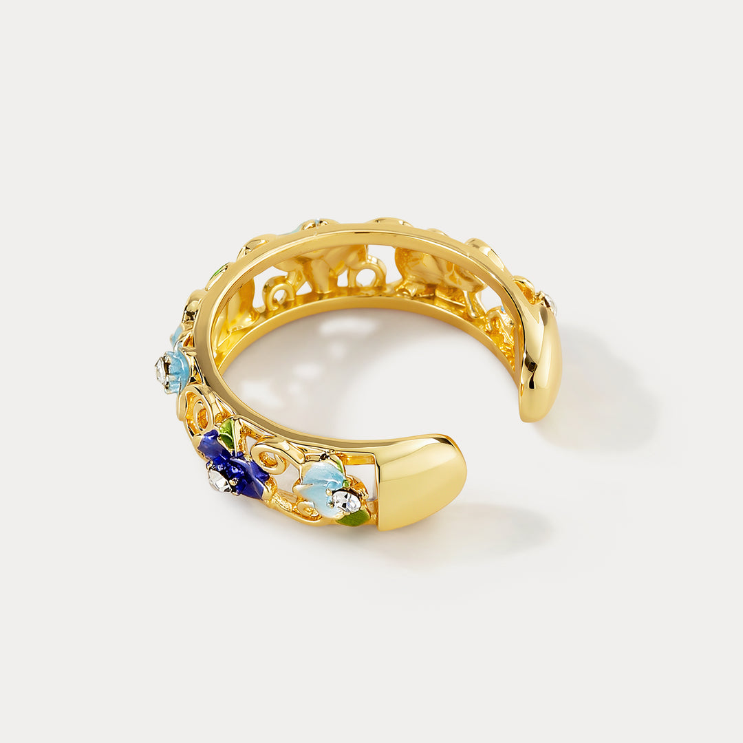 Blue Flower Ring Gift for Women 