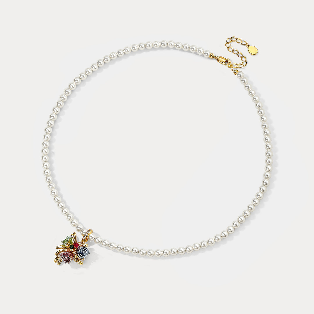 Rose Pearl Pendant Necklace