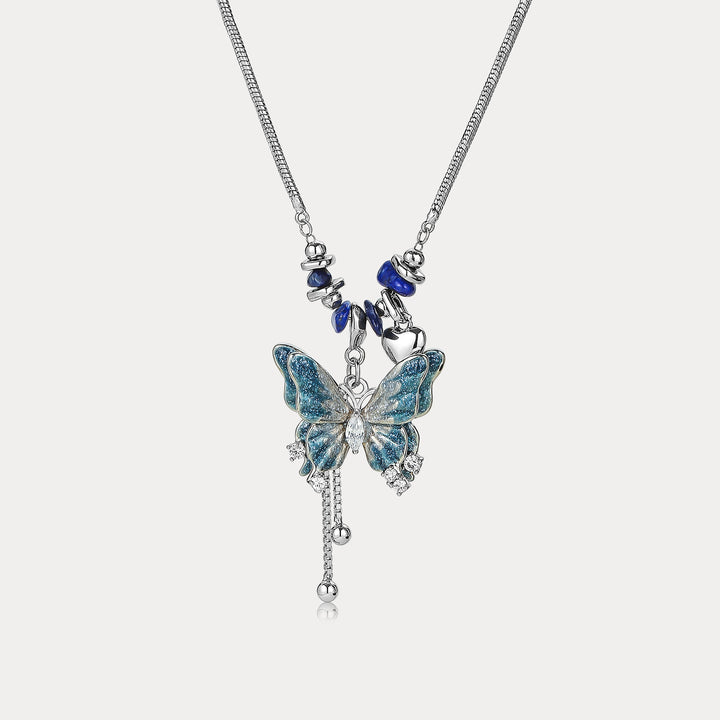 Selenichast Blue Butterfly Pendant Necklace