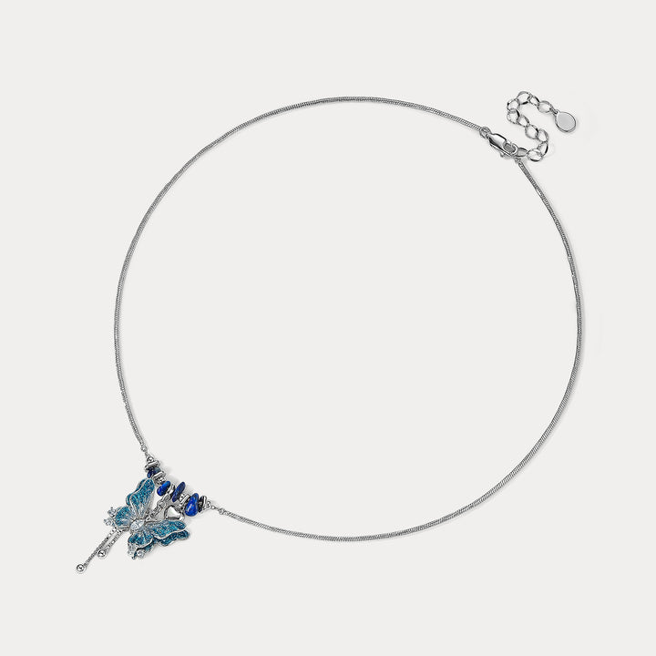 Blue Butterfly Pendant Necklace