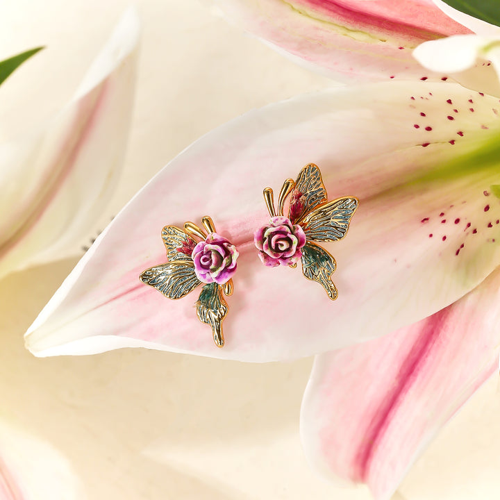 Rose Butterfly Stud Earrings Gift