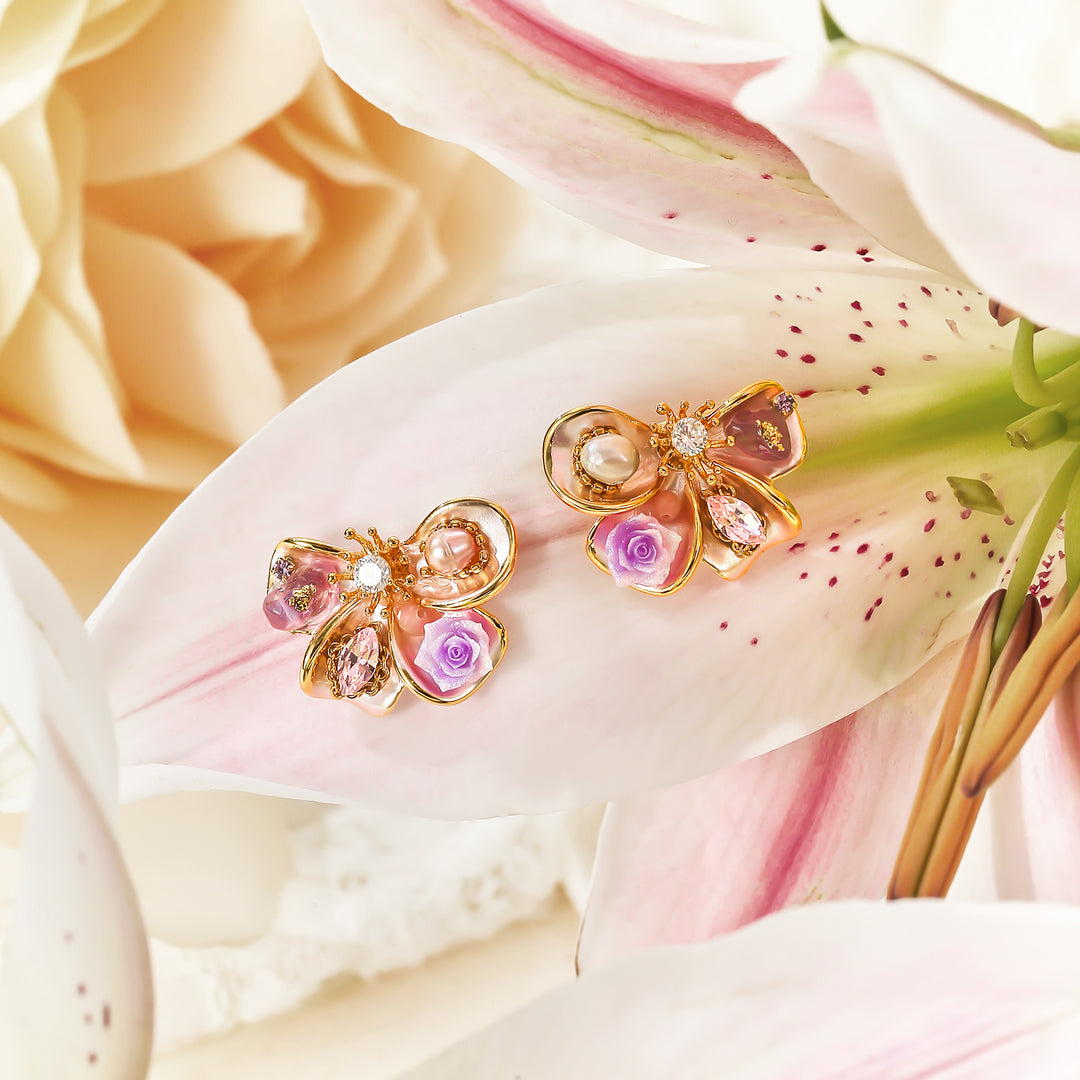 Butterfly Rose Stud Earrings