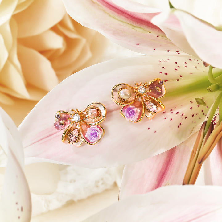 Butterfly Rose Stud Earrings