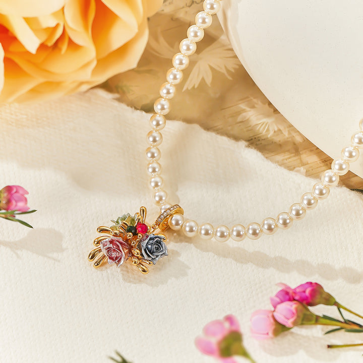 Rose Pearl Pendant Necklace Gift