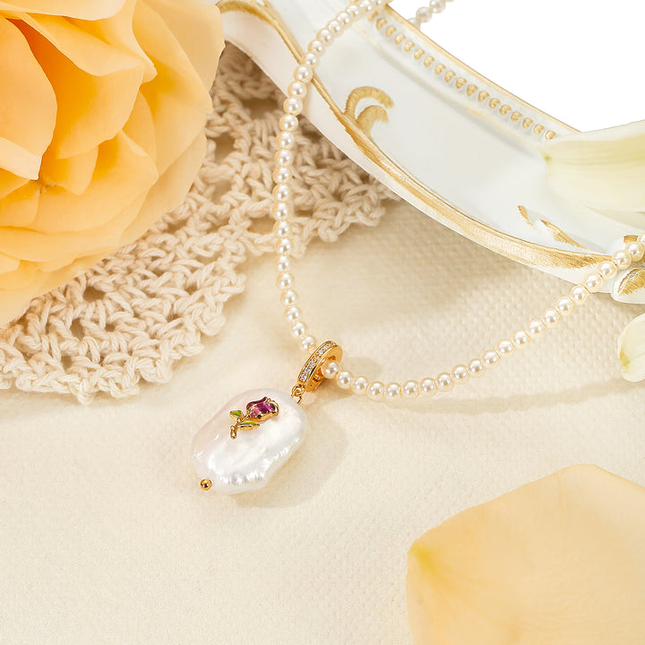 Rose Baroque Pearl Necklace