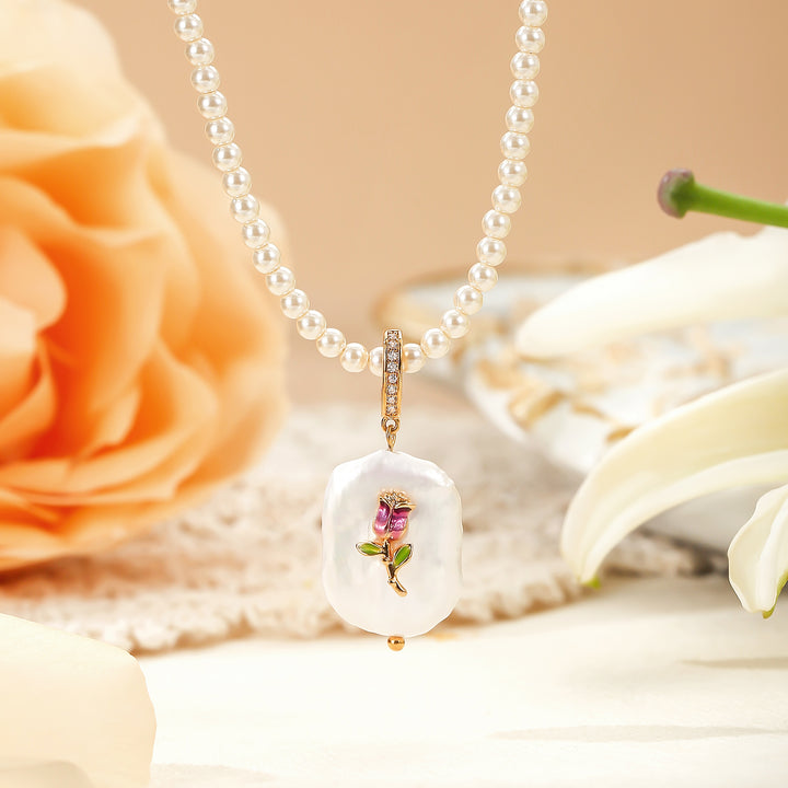 Rose Baroque Pearl Necklace