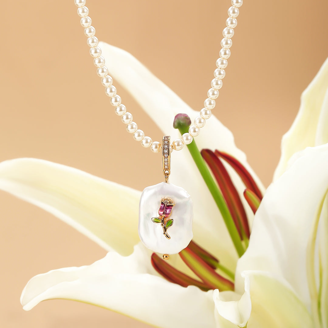 Rose Baroque Pearl Necklace Gift