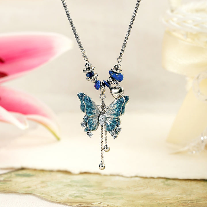 Blue Butterfly Pendant Necklace