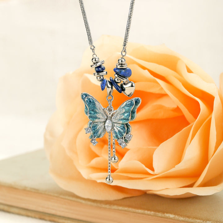 Blue Butterfly Pendant Necklace Gift