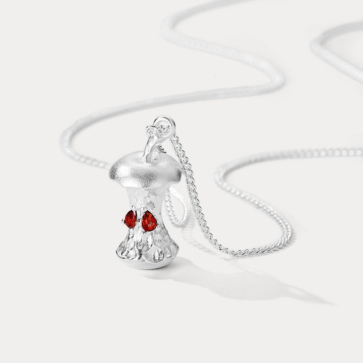 Silver Apple Core Necklace Gift for Women